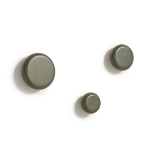 KAVE HOME Nadue sett med 3 veggkroker i heltre bk med grnn finish