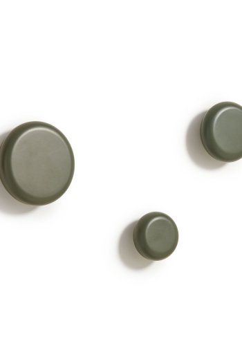 KAVE HOME Nadue sett med 3 veggkroker i heltre bk med grnn finish