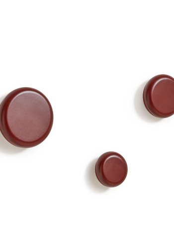 KAVE HOME Nadue sett med 3 veggkroker i heltre bk med rdbrun overflate