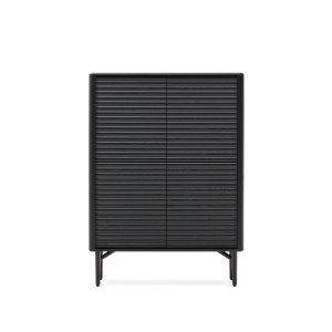 KAVE HOME Lenon hg sknk, 4 drrar massivt tr och svart ekfaner 104,5x144 cm FSC Mix Credit