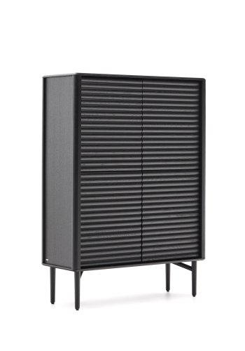 KAVE HOME Lenon hy skjenk, 4 drer heltre og sort eikefiner 104,5x144 cm FSC Mix Credit