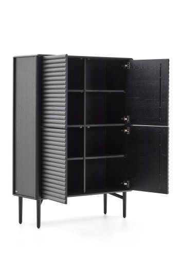 KAVE HOME Lenon hy skjenk, 4 drer heltre og sort eikefiner 104,5x144 cm FSC Mix Credit