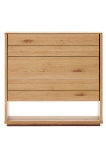 KAVE HOME Alguema kommode, m. 3 skuffer - naturlig eikefiner