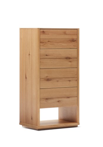 KAVE HOME Alguema kommode, m. 4 skuffer - naturlig eikefiner (60x120)