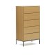 KAVE HOME Vedrana kommode, m. 5 skuffer - naturlig eikefiner og sort stl
