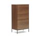 KAVE HOME Vedrana kommode, m. 5 skuffer - brun valnttfiner og sort stl