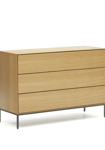 KAVE HOME Vedrana kommode, m. 3 skuffer - naturlig eikefiner og sort stl