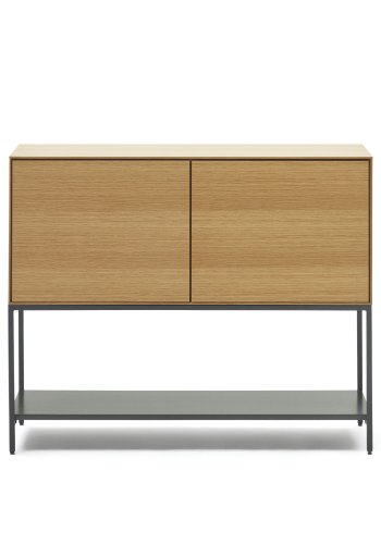 KAVE HOME Vedrana skjenk, m. 2 drer og 3 hyller - naturlig eikefiner og sort stl