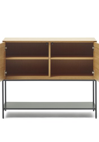 KAVE HOME Vedrana skjenk, m. 2 drer og 3 hyller - naturlig eikefiner og sort stl