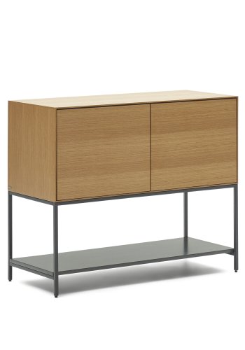 KAVE HOME Vedrana skjenk, m. 2 drer og 3 hyller - naturlig eikefiner og sort stl