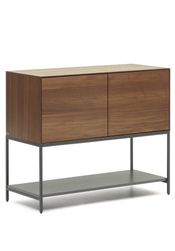 KAVE HOME Vedrana skjenk, m. 2 drer og 3 hyller - brun valnttfiner og sort stl