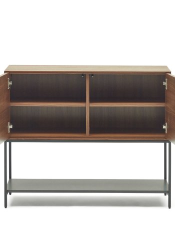 KAVE HOME Vedrana skjenk, m. 2 drer og 3 hyller - brun valnttfiner og sort stl