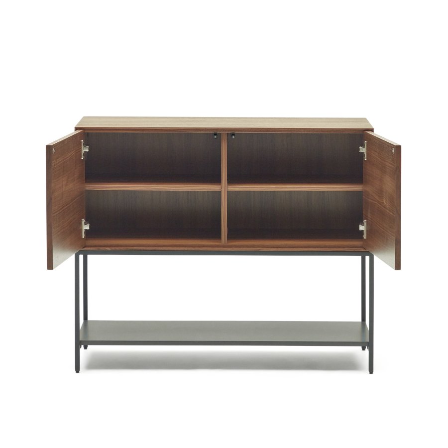 KAVE HOME Vedrana skjenk, m. 2 drer og 3 hyller - brun valnttfiner og sort stl