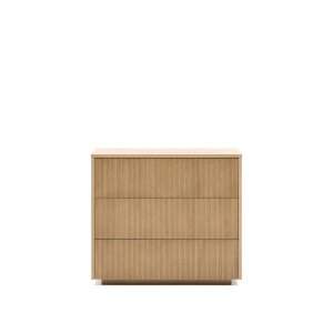 KAVE HOME Helvine kommode, m. 3 skuffer - natur egefinér