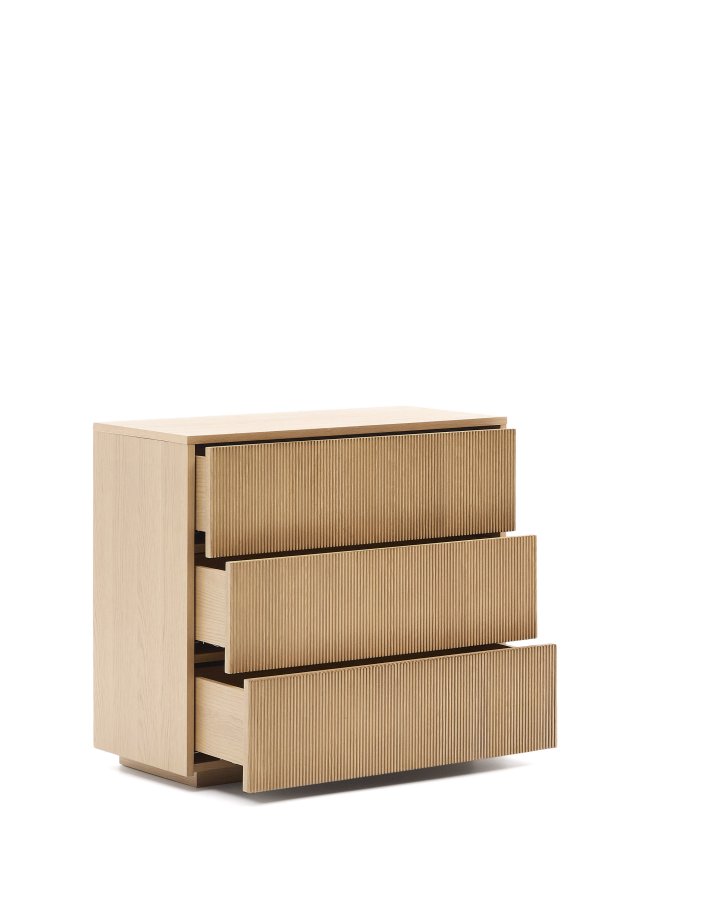 KAVE HOME Helvine kommode, m. 3 skuffer - naturlig eikefiner