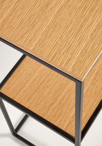 KAVE HOME Yoana konsollbord, m. 1 hylle - naturlig eikefiner og svart jern (120x30)