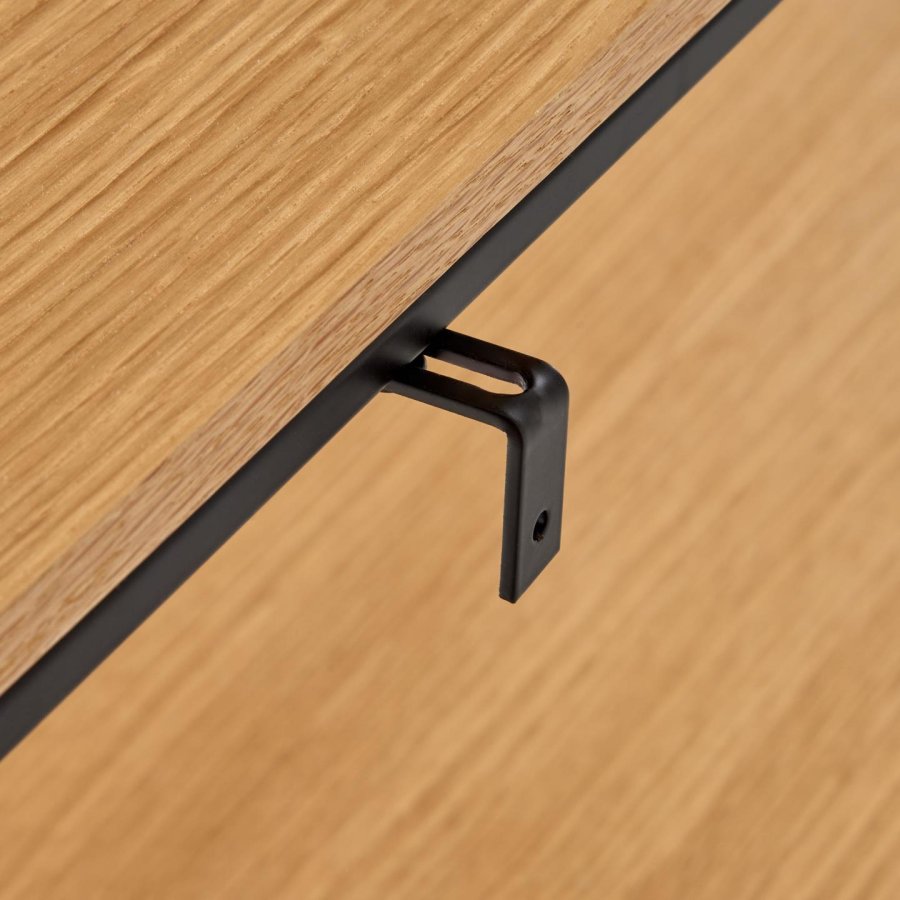 KAVE HOME Yoana konsollbord, m. 1 hylle - naturlig eikefiner og svart jern (120x30)