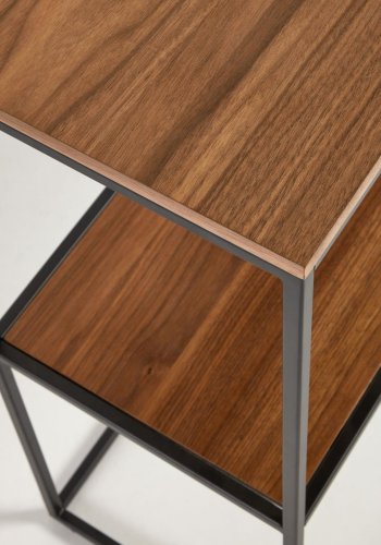 KAVE HOME Yoana konsolbord, w. 1 hylla - brun valn&ouml;tsfinish och svart j&auml;rn (120x30)