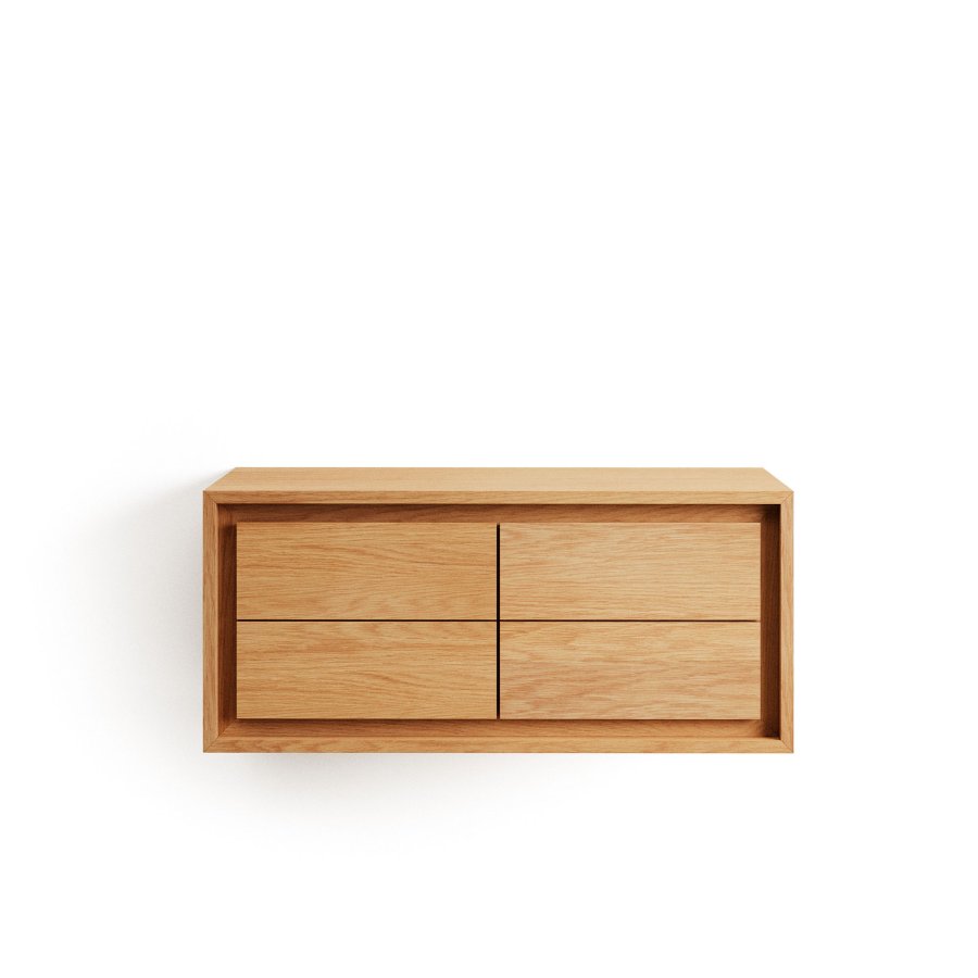 KAVE HOME Kenta veggmontert baderomsskap - naturlig teak (90x45)