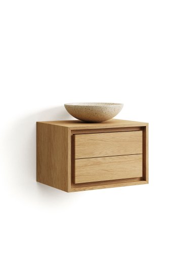 KAVE HOME Kenta veggmontert baderomsskap - naturlig teak (60x45)