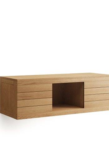 KAVE HOME Yenit veggmontert baderomsskap - naturlig teak (120x45)