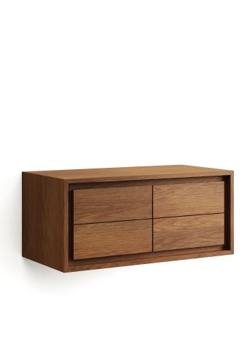 KAVE HOME Kenta Badezimmer-Wandschrank – Teakholz in Walnuss-Optik (90 x 45)