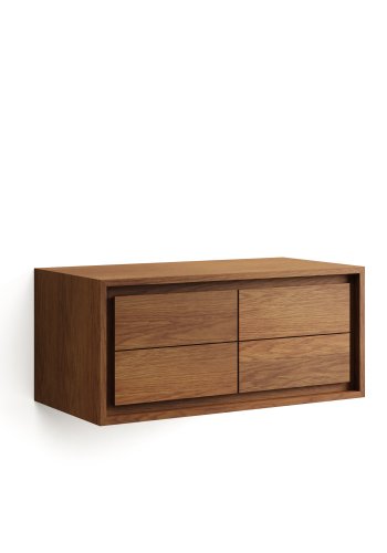 KAVE HOME Kenta Badezimmer-Wandschrank – Teakholz in Walnuss-Optik (90 x 45)