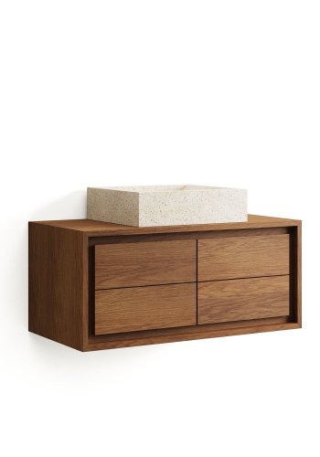 KAVE HOME Kenta Badezimmer-Wandschrank – Teakholz in Walnuss-Optik (90 x 45)