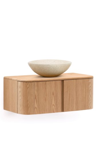 KAVE HOME Salaya baderomsskap i ask laminert kryssfiner i naturlig utfrelse, 90 x 45 cm