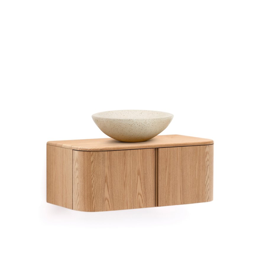 KAVE HOME Salaya baderomsskap i ask laminert kryssfiner i naturlig utfrelse, 90 x 45 cm