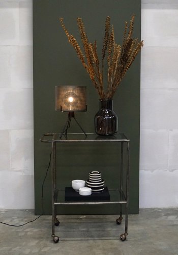 TRADEMARK LIVING rund bordlampe - jern med klar lakk ( 25)