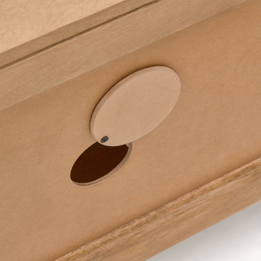 KAVE HOME Licia TV-bord, m. 4 drer og 1 hylle - naturlig mangotre og jern (200x43,5)