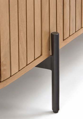 KAVE HOME Licia TV-bord, m. 4 drer og 1 hylle - naturlig mangotre og jern (200x43,5)