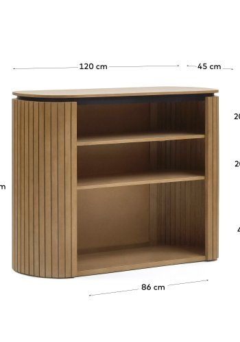 KAVE HOME Licia bokhylle, m. 2 hyller - naturlig mangotre (120x45)