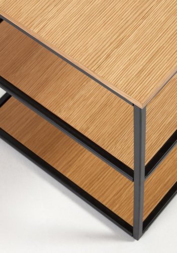 KAVE HOME Yoana TV-bord, m. 2 hyller - naturlig eikefiner og svart jern (160x40)