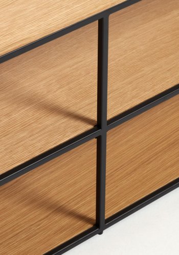 KAVE HOME Yoana TV-bord, m. 2 hyller - naturlig eikefiner og svart jern (160x40)