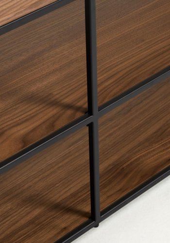 KAVE HOME Yoana TV-bord, m. 2 hyller - brun valnttfinish og svart jern (160x40)