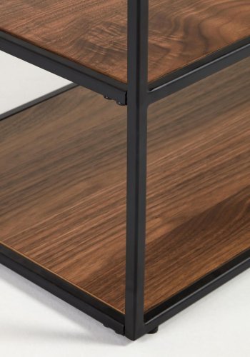 KAVE HOME Yoana TV-bord, m. 2 hyller - brun valnttfinish og svart jern (160x40)