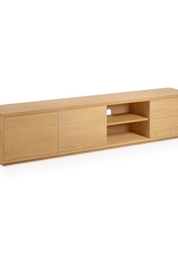 KAVE HOME Abilen TV-bord, m. 2 drer, 2 skuffer og 3 hyller - naturlig eikefiner (200x36)