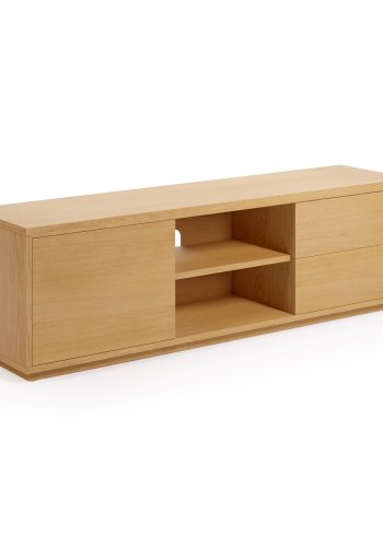 KAVE HOME Abilen TV-bord, m. 1 dr, 2 skuffer og 2 hyller - naturlig eikefiner (150x36)