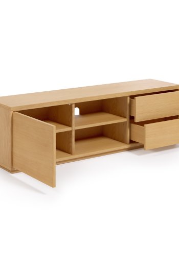 KAVE HOME Abilen TV-bord, m. 1 dr, 2 skuffer og 2 hyller - naturlig eikefiner (150x36)