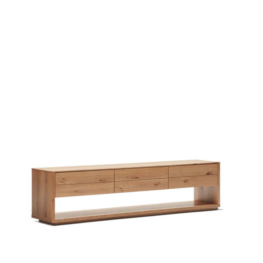 KAVE HOME Alguema TV-bord, m. 3 skuffer - naturlig eikefiner (200x40)