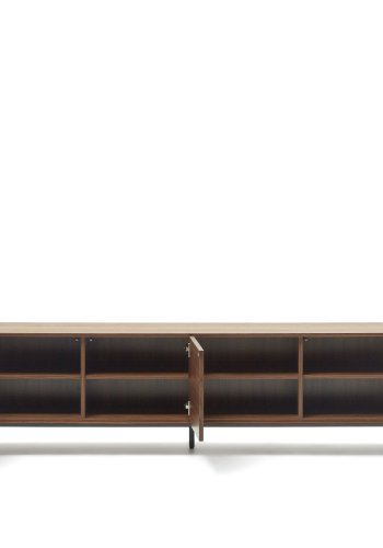 KAVE HOME Vedrana TV-bord, m. 3 drer og 4 hyller - brun valnttfiner og sort stl (195x40)