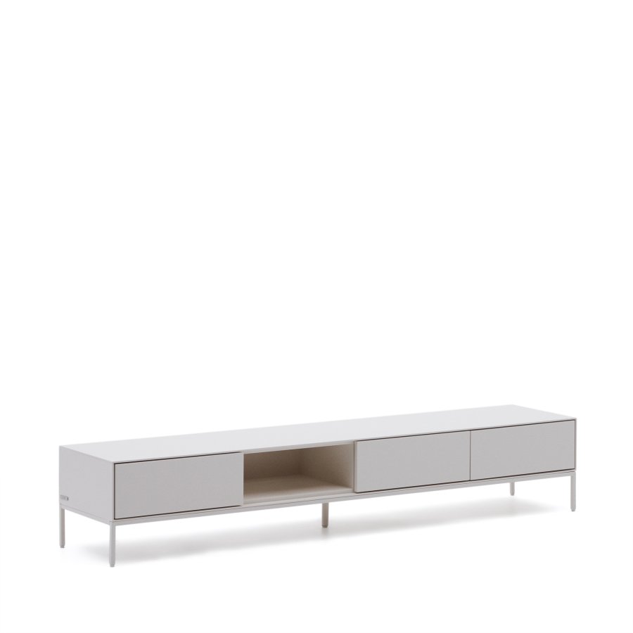 KAVE HOME Vedrana TV-bord, m. 1 pent rom og 3 skuffer - hvit MDF og stl (195x40)