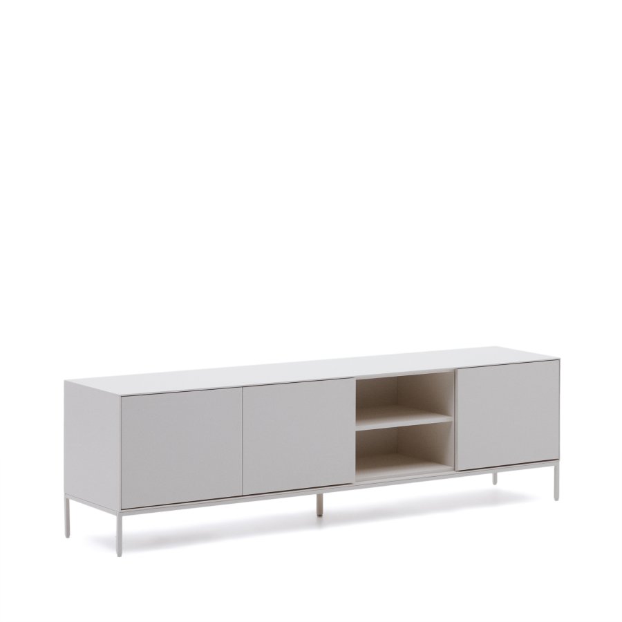 KAVE HOME Vedrana TV-bord, m. 3 drer og hylle - hvit MDF og stl (195x40)