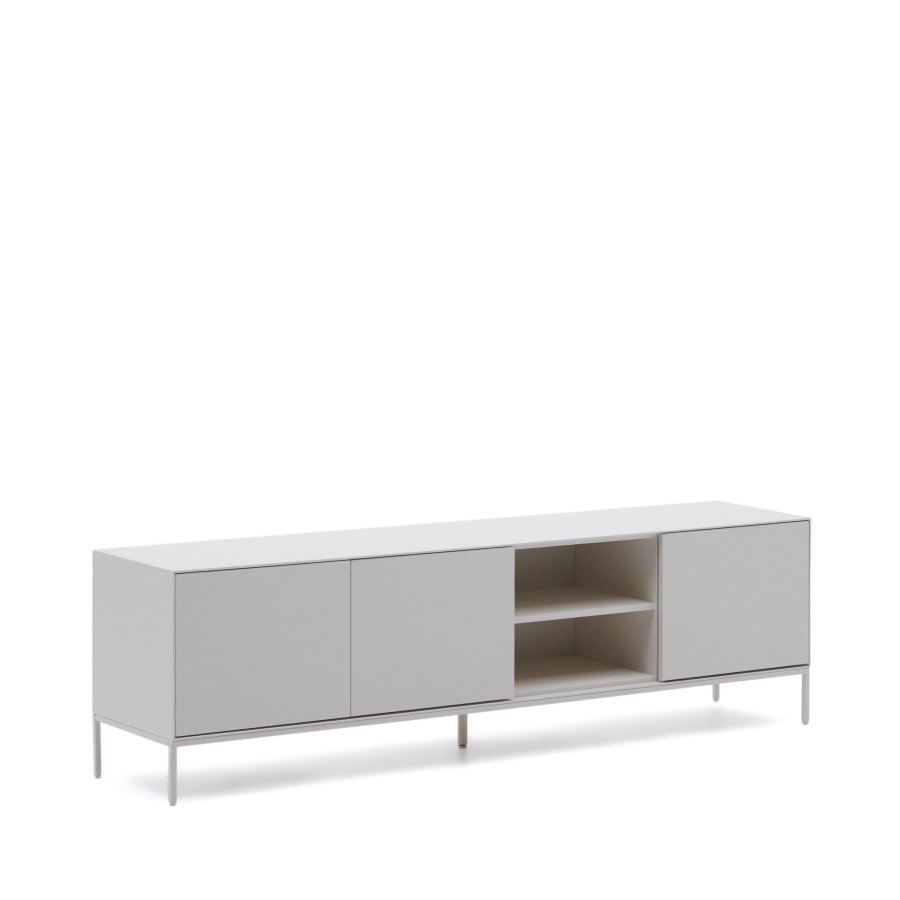 KAVE HOME Vedrana TV-bord, m. 3 drer og hylle - hvit MDF og stl (195x40)