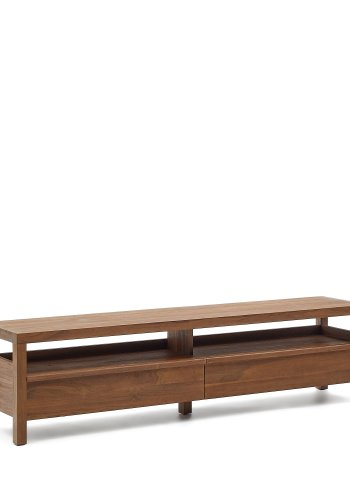 KAVE HOME Sashi TV-bord, m. 1 pent rom og 2 skuffer - naturlig teak (200x40)