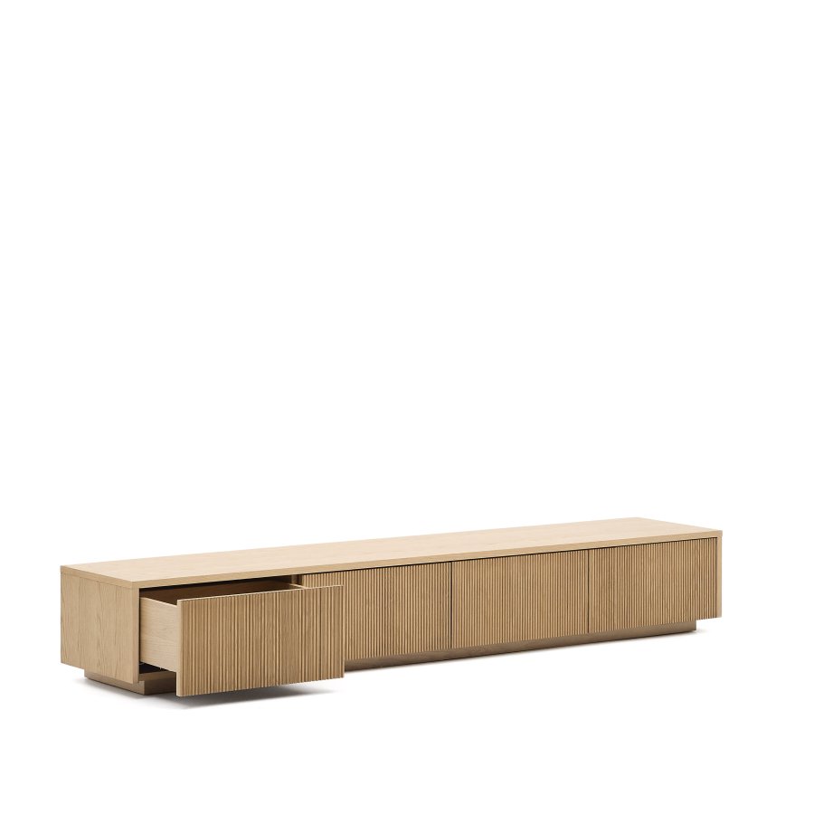 KAVE HOME Helvine TV-bord, m. 4 skuffer - naturlig eikefiner (200x40)