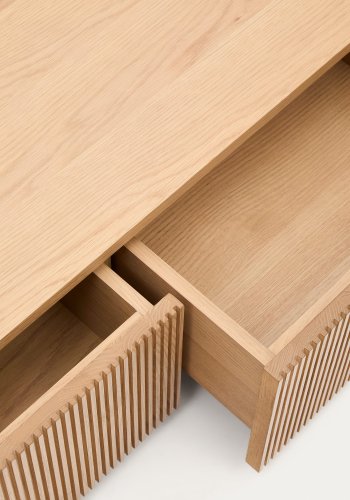 KAVE HOME Helvine TV-bord, m. 4 skuffer - naturlig eikefiner (200x40)