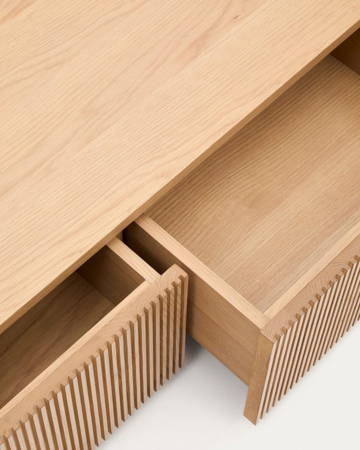 KAVE HOME Helvine TV-bord, m. 4 skuffer - naturlig eikefiner (200x40)